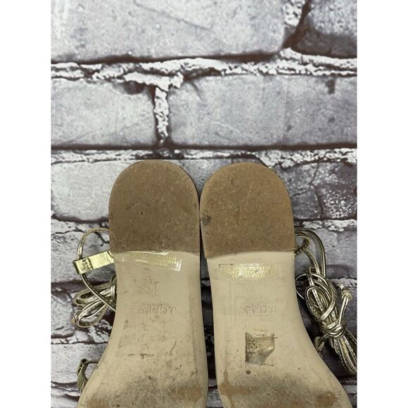J. Crew Metallic Gold Leather Ankle Wrap Around Sandals Women’s Sz 7.5M US/38EU - Picture 8 of 16